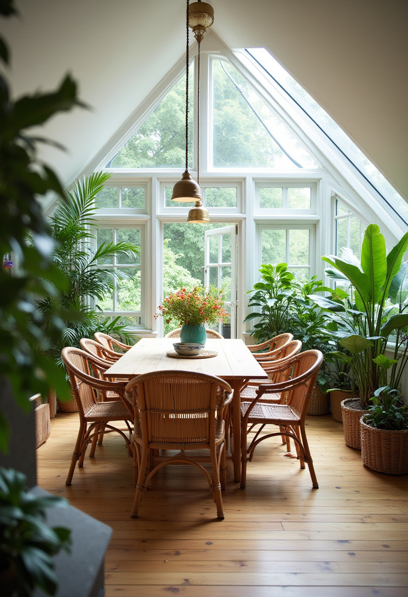56+ Attic Apartment Natural Green Dining Room