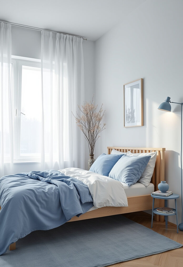 blue and white bedroom 1