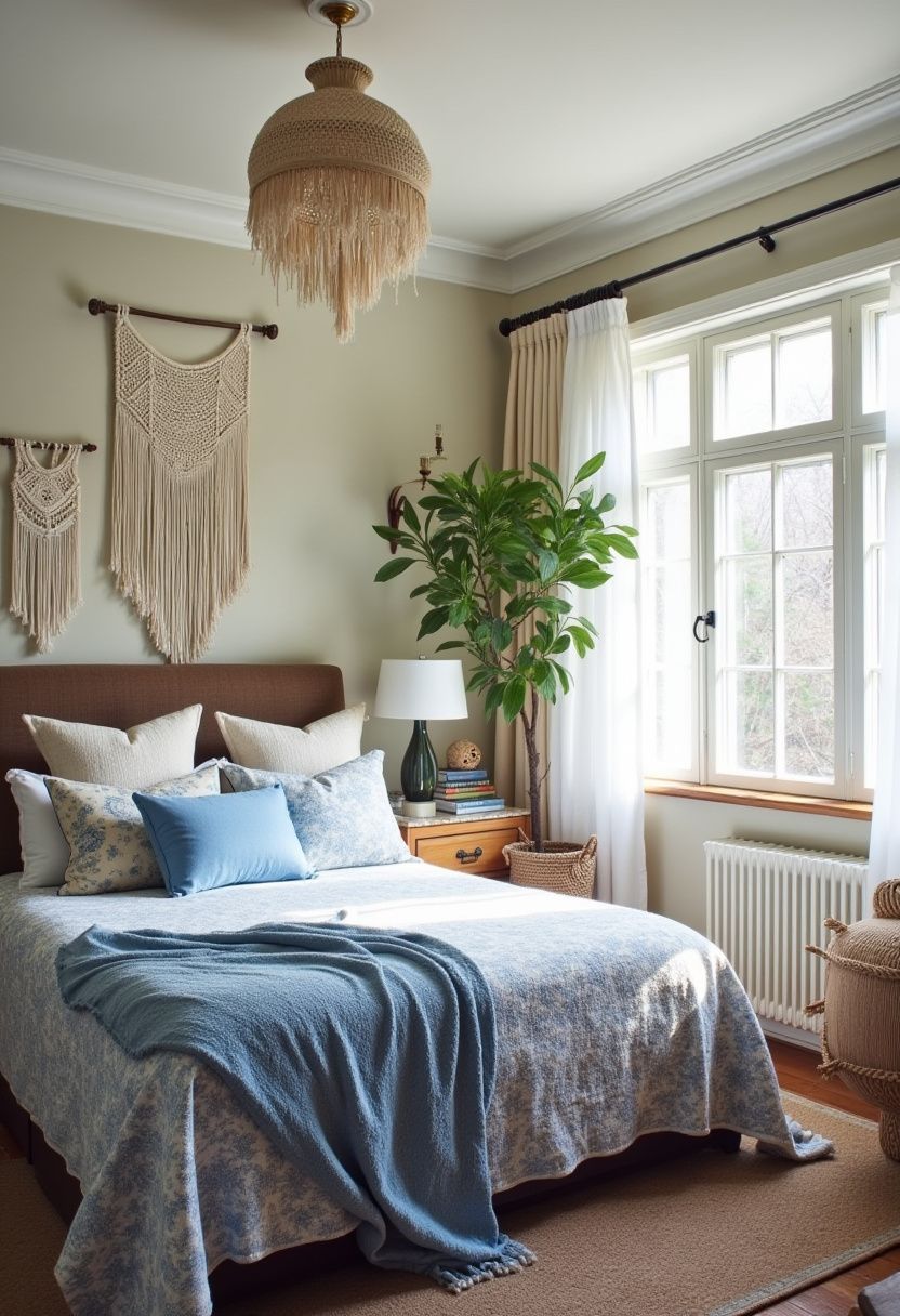 Cozy Blue and White Bedroom