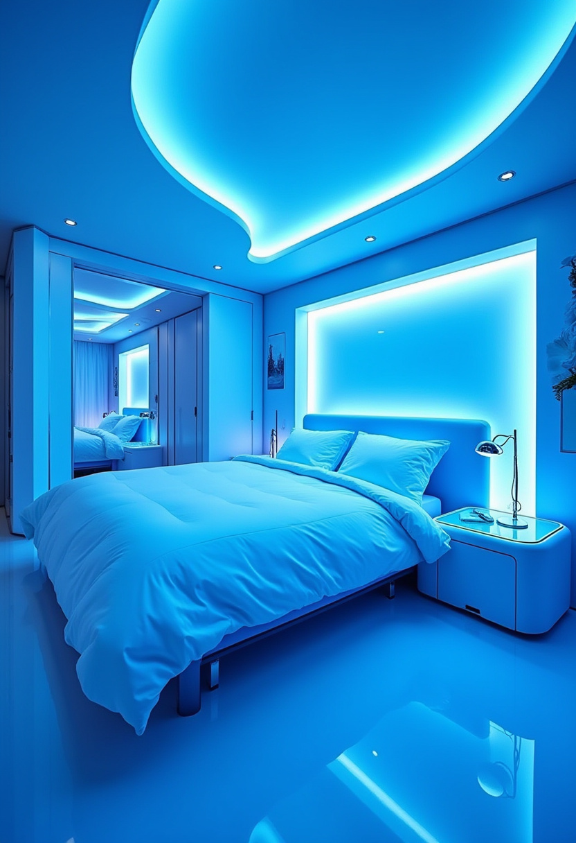 Luxury Blue and White Bedroom