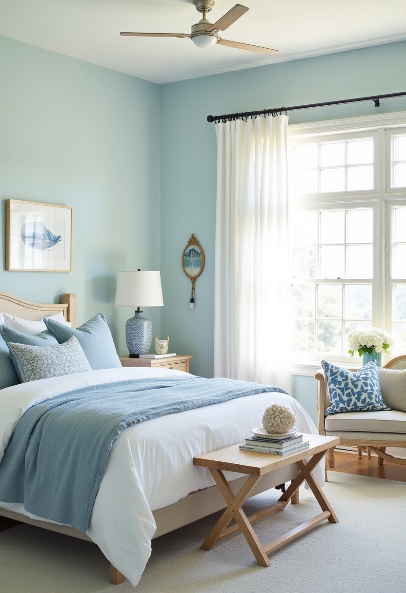 Blue and White Bedroom Interior Design