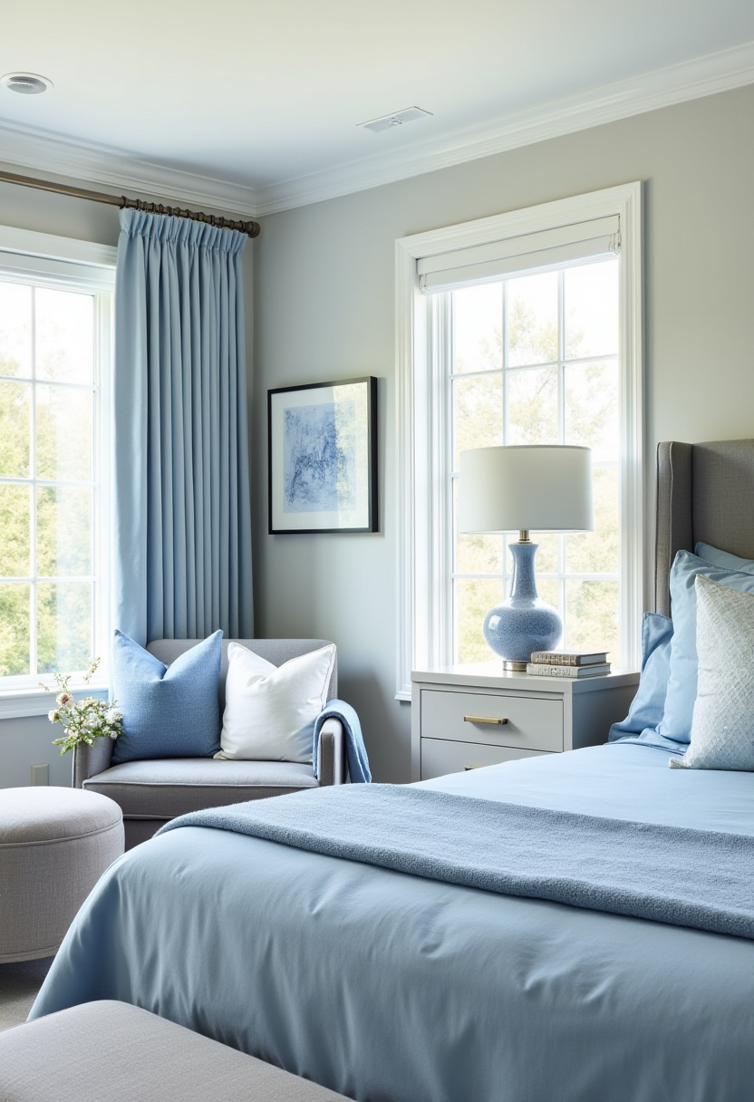 Blue and White Bedroom Wall Décor