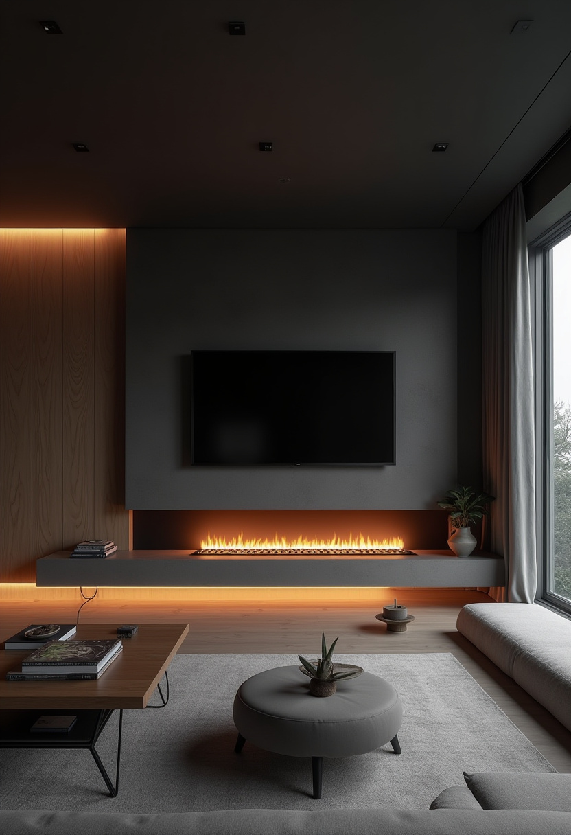 34+ Electric Fireplace Ideas with TV Black