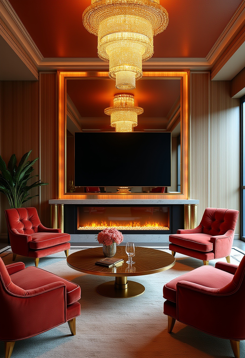 Electric Fireplace Ideas with TV Rustic