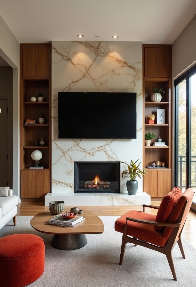 54+ Living room fireplace wall
