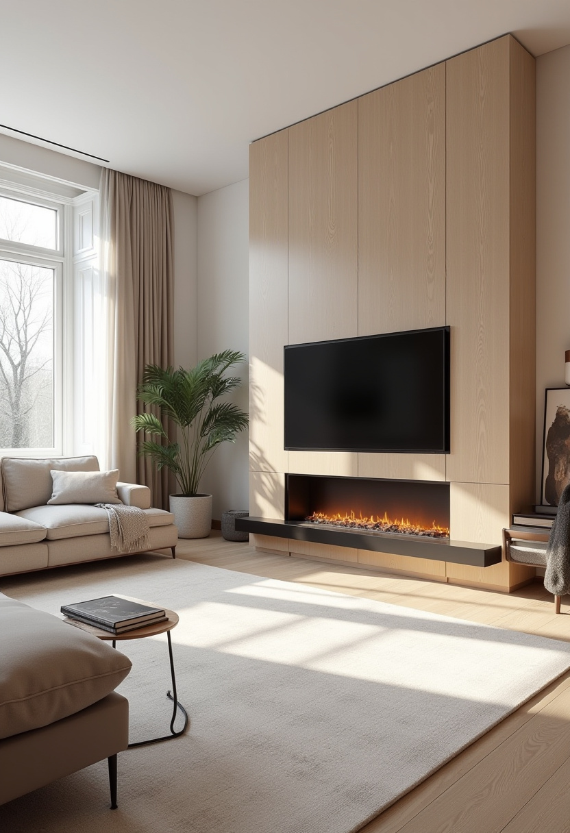 57+ Living room tv wall with fireplace