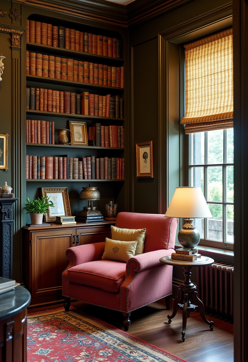 56+ Small Wall Decor Ideas with Home Library Corner