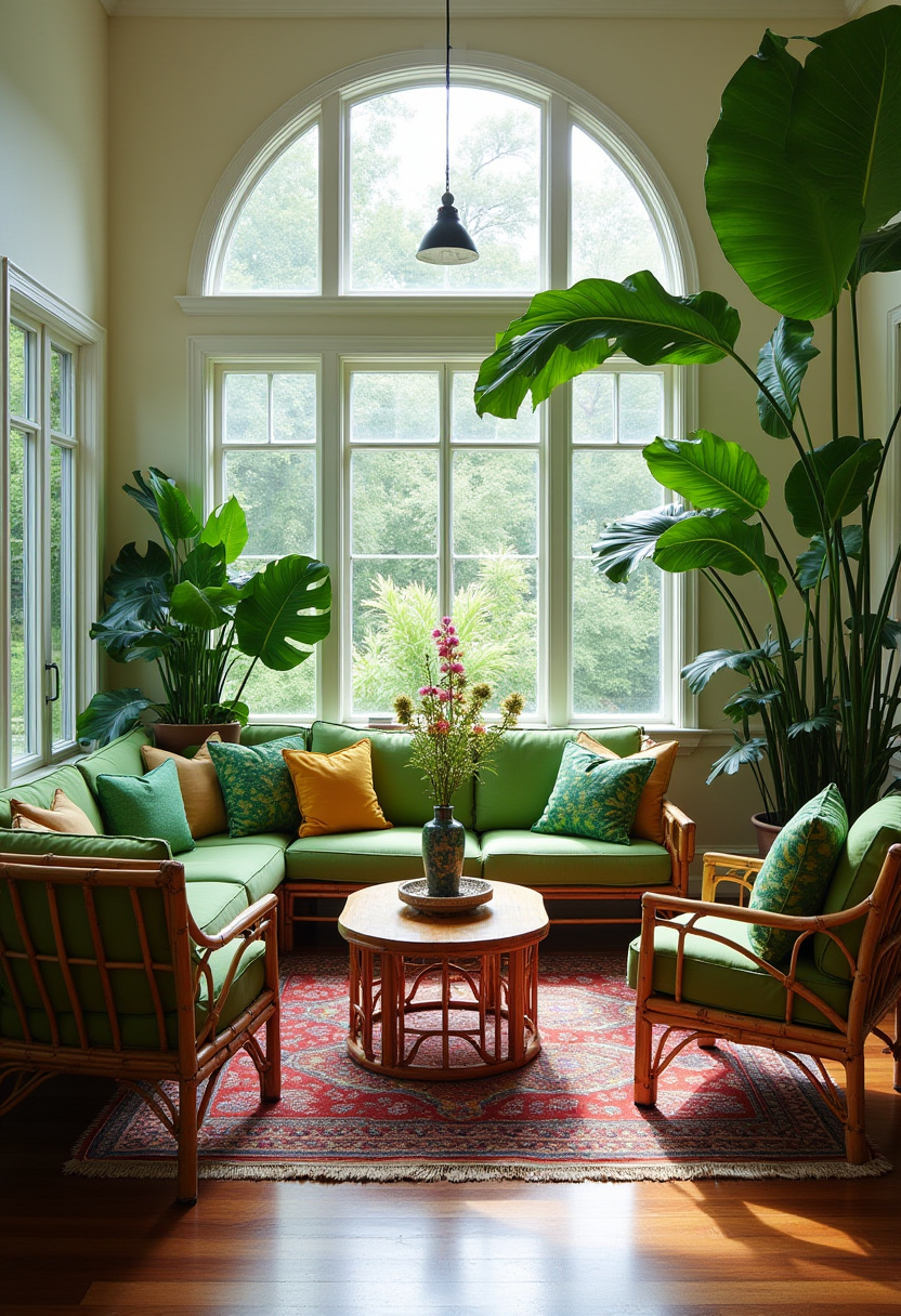 Sunroom Living Room With Fireplace