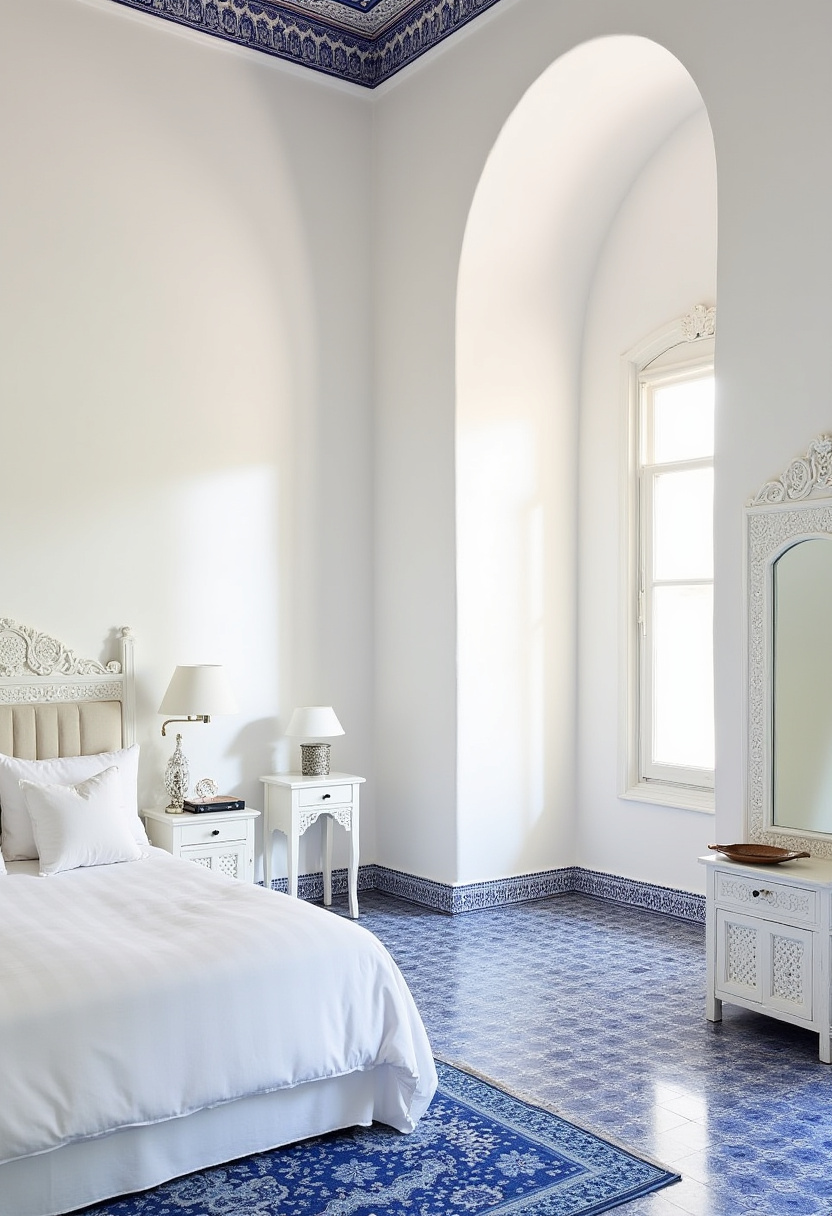 white bedroom with blue accents 12
