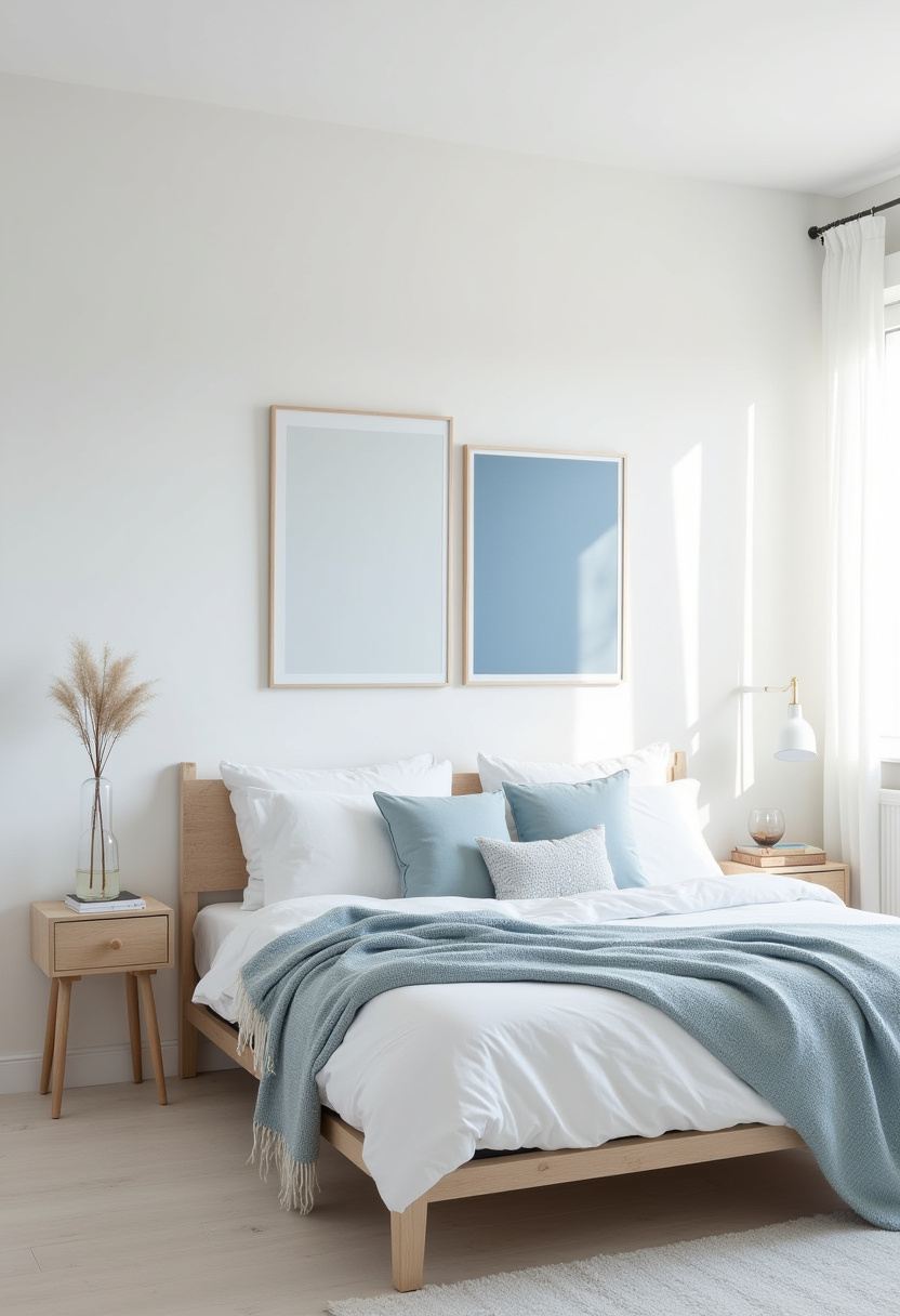 white bedroom with blue accents 13