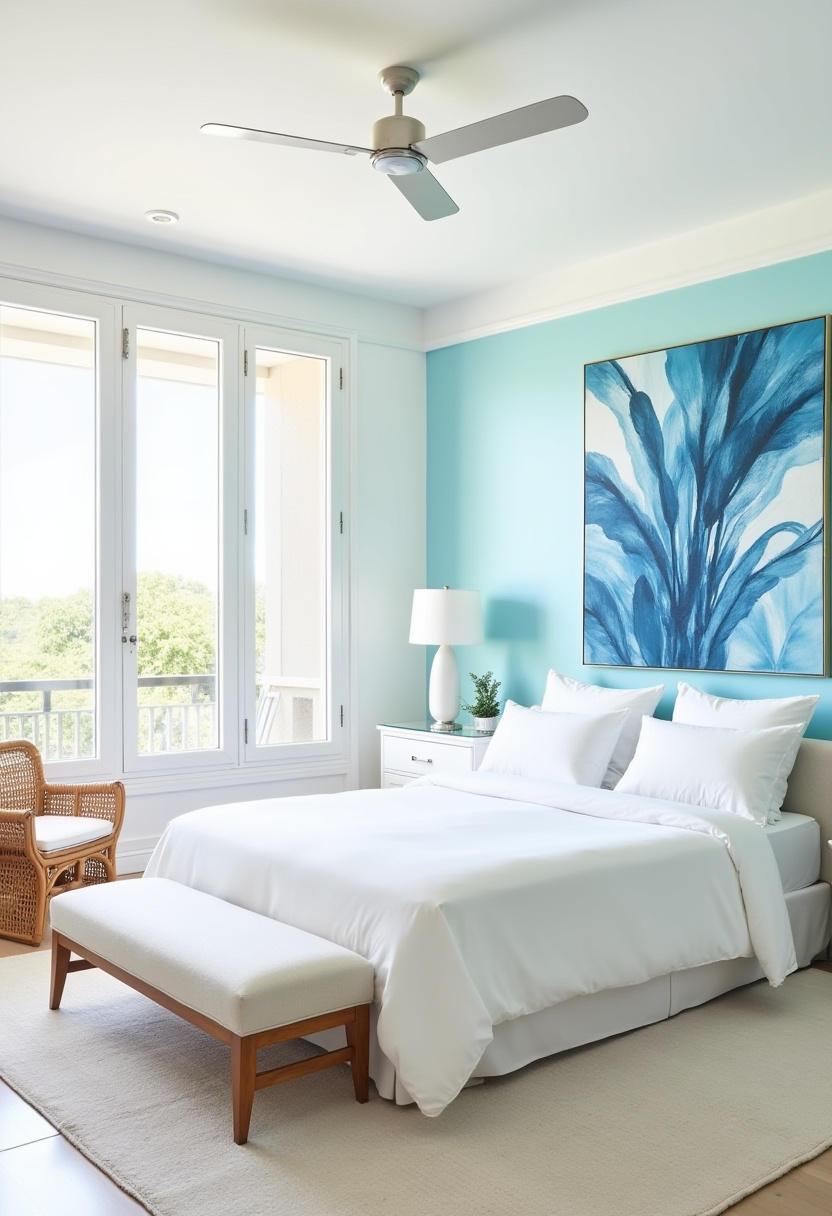 white bedroom with blue accents 17