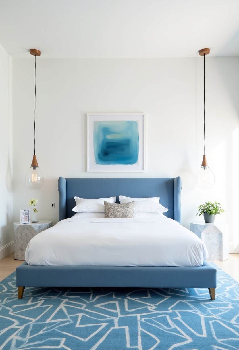white bedroom with blue accents 2