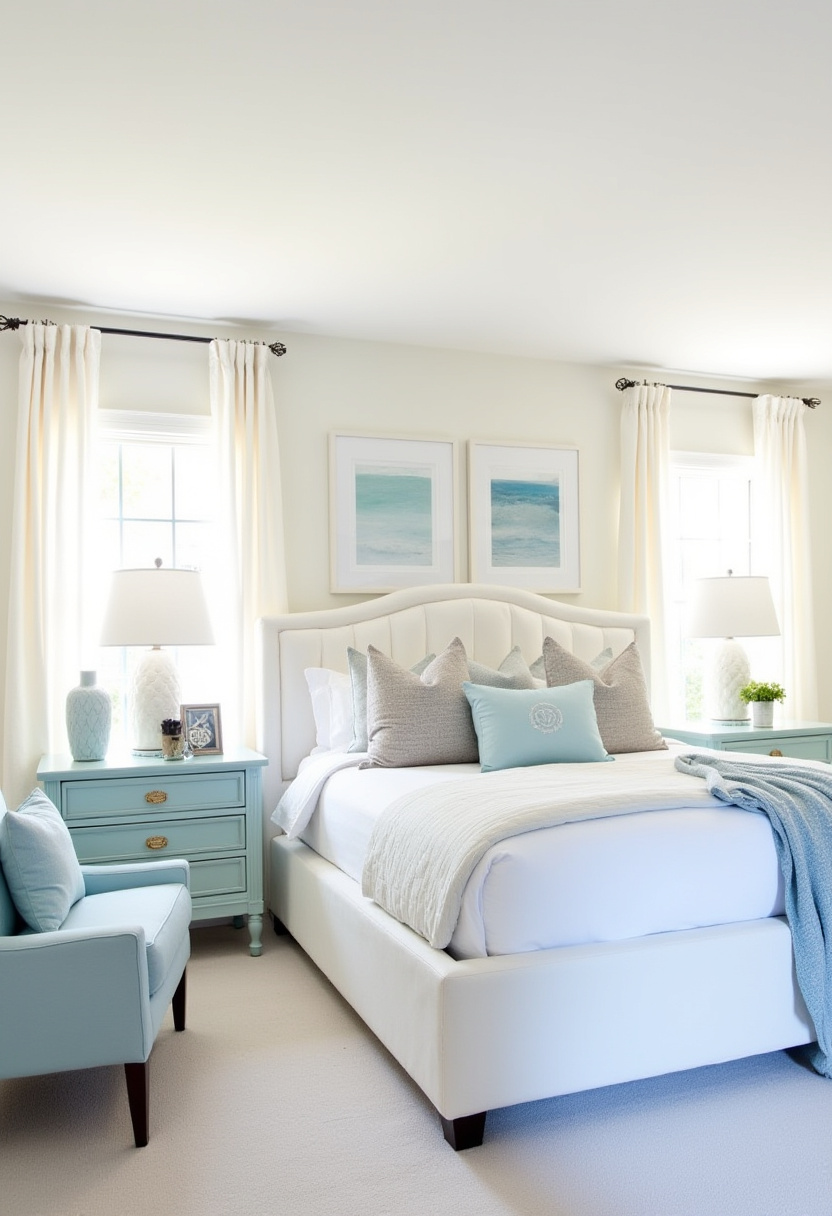 white bedroom with blue accents 25