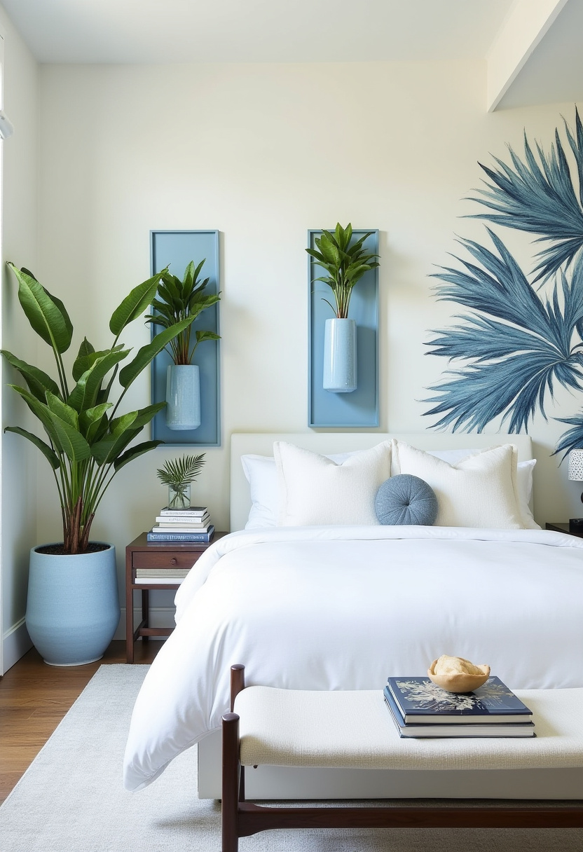 white bedroom with blue accents 30