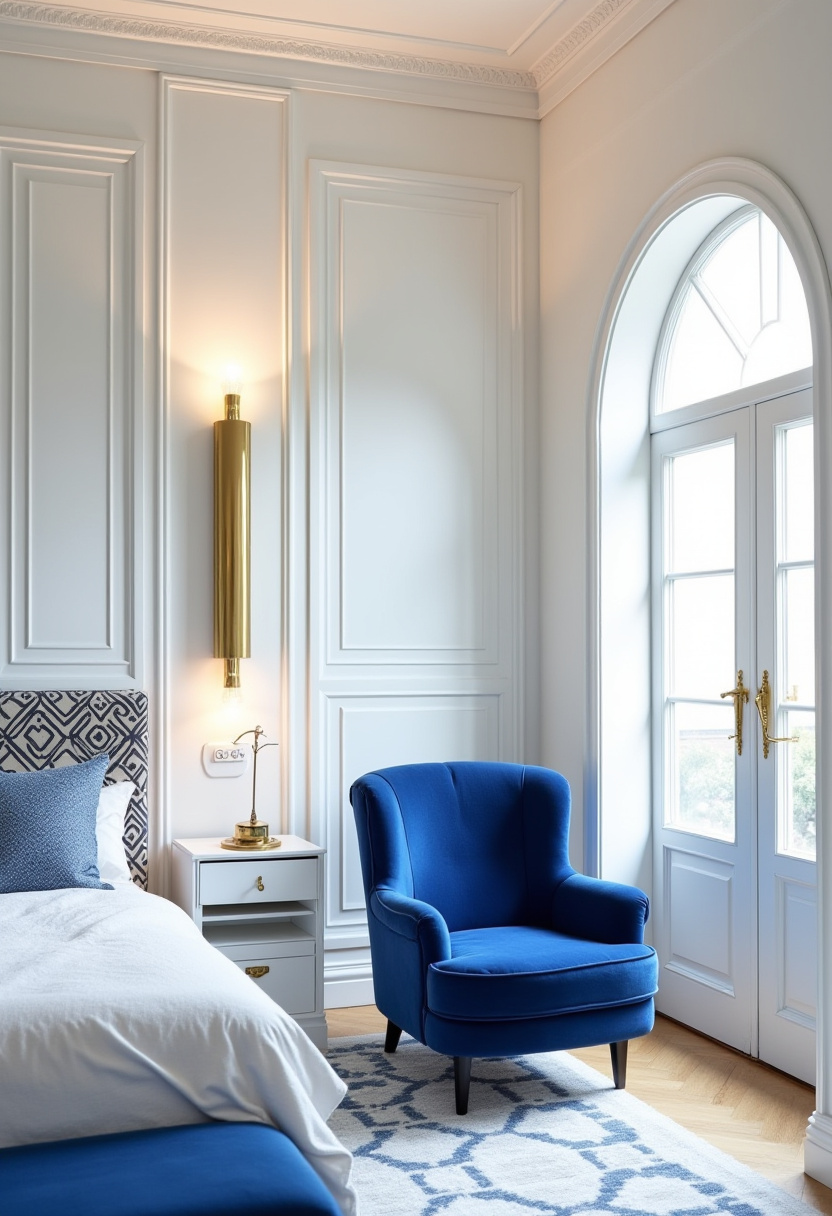 white bedroom with blue accents 5