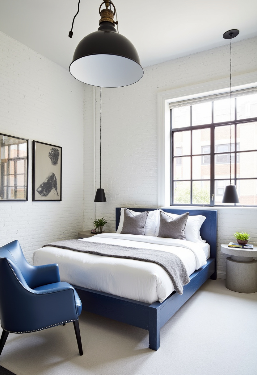 white bedroom with blue accents 8